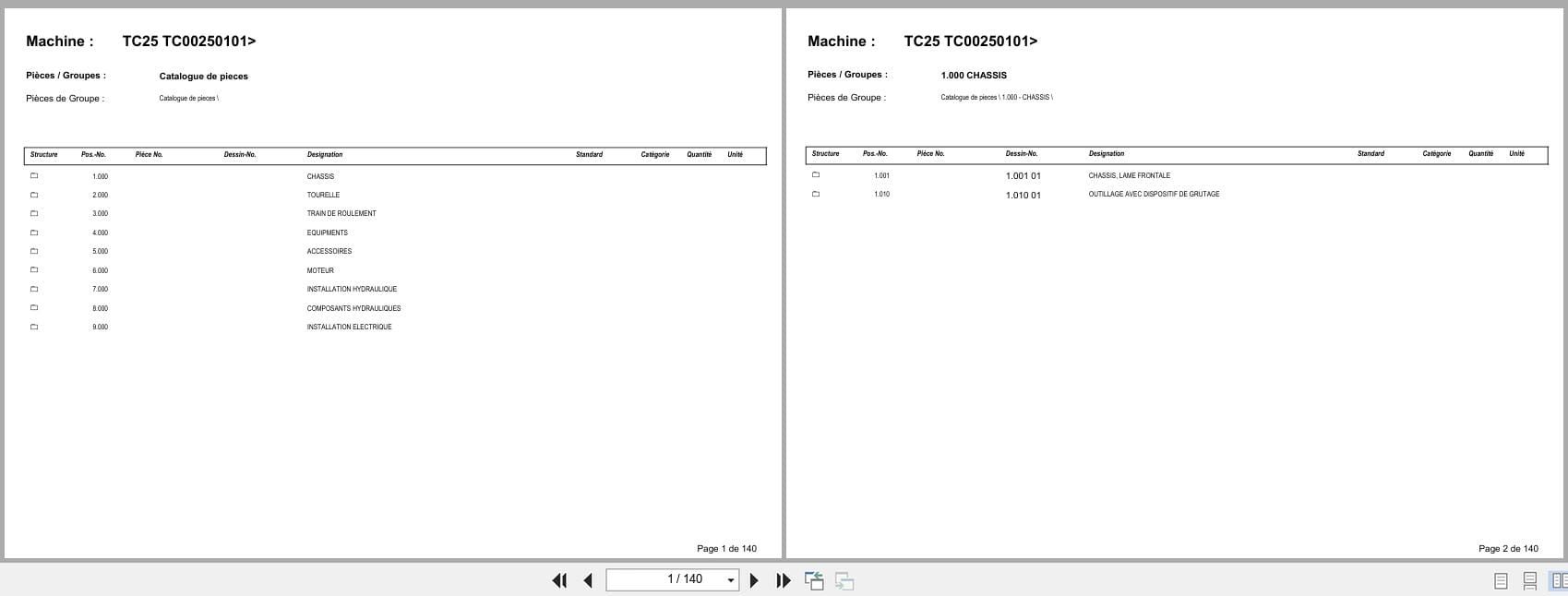 Terex Mini Excavator TC25 TC00250101  Spare Parts Catalog FR (1)