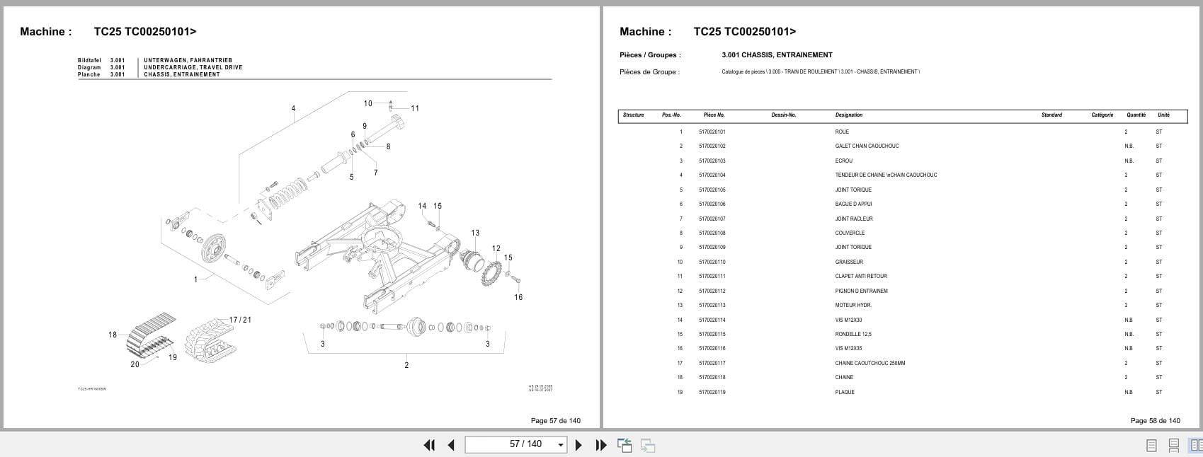 Terex Mini Excavator TC25 TC00250101  Spare Parts Catalog FR (2)