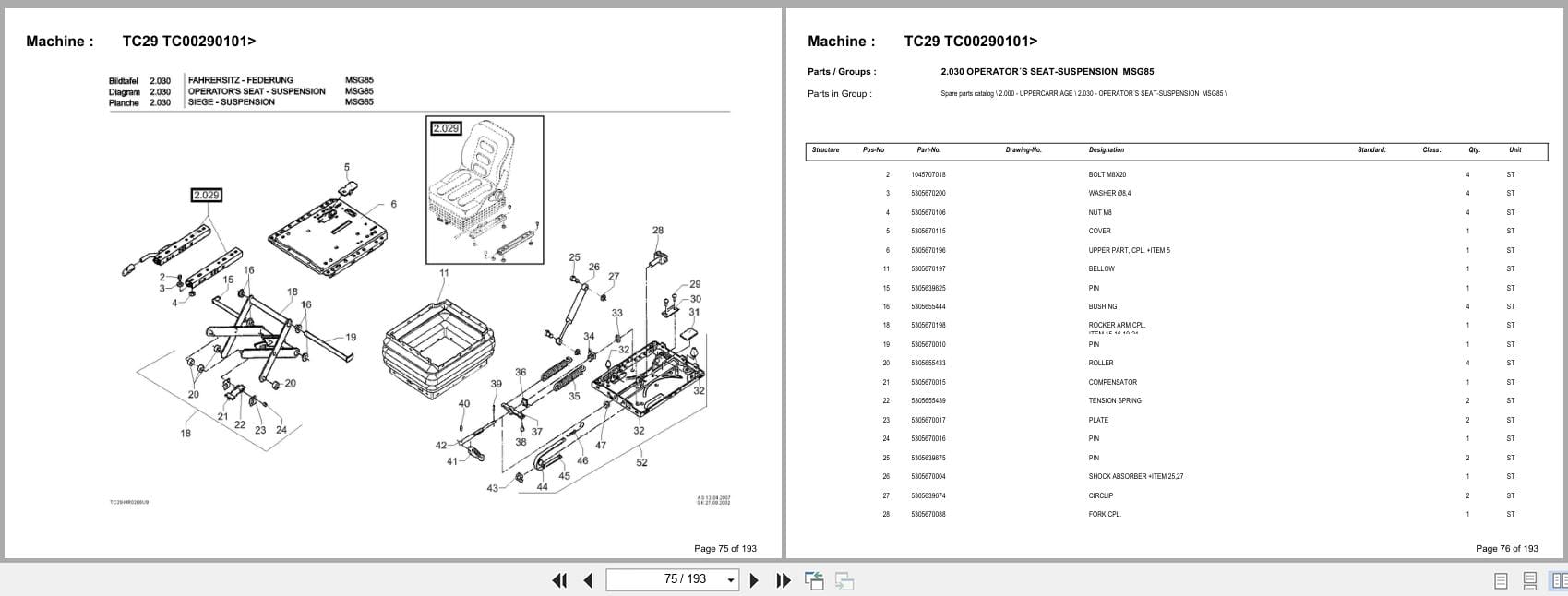 Terex Mini Excavator TC29 TC00290101  Spare Parts Catalog (2)