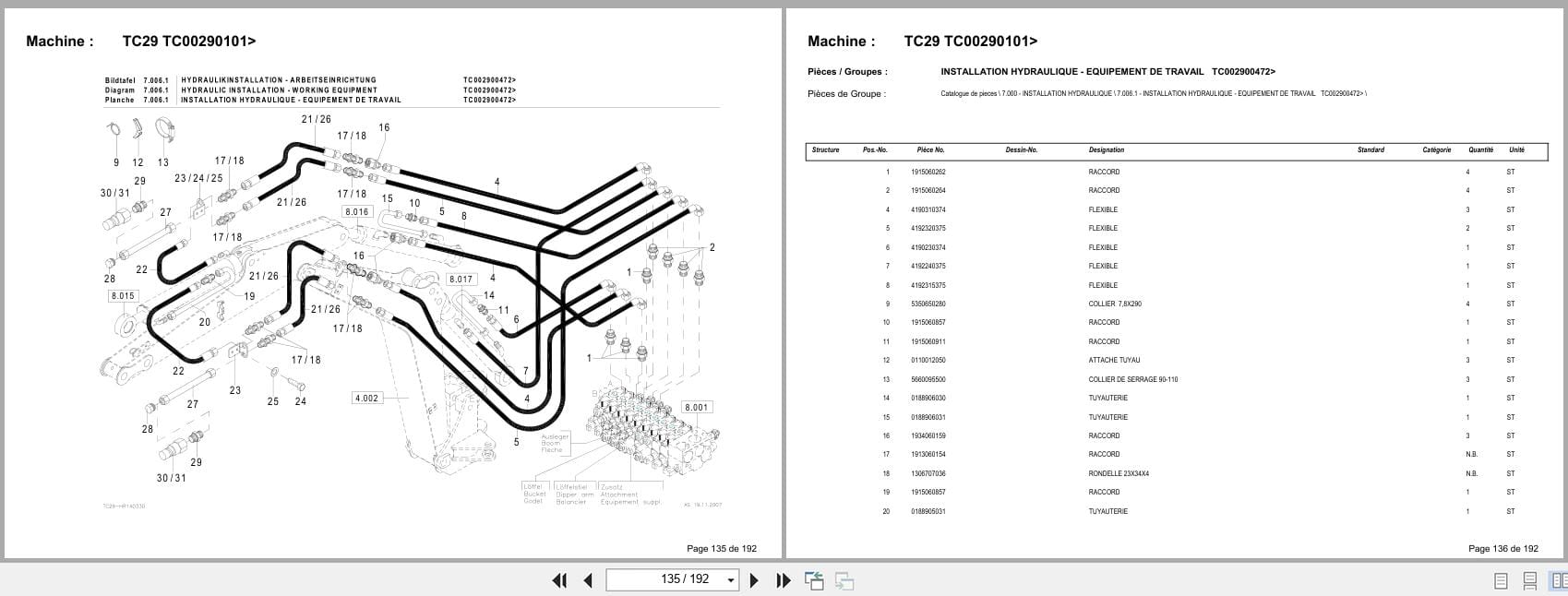 Terex Mini Excavator TC29 TC00290101  Spare Parts Catalog FR (3)