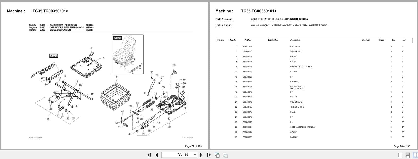 Terex Mini Excavator TC35 TC00350101  Spare Parts Catalog (2)