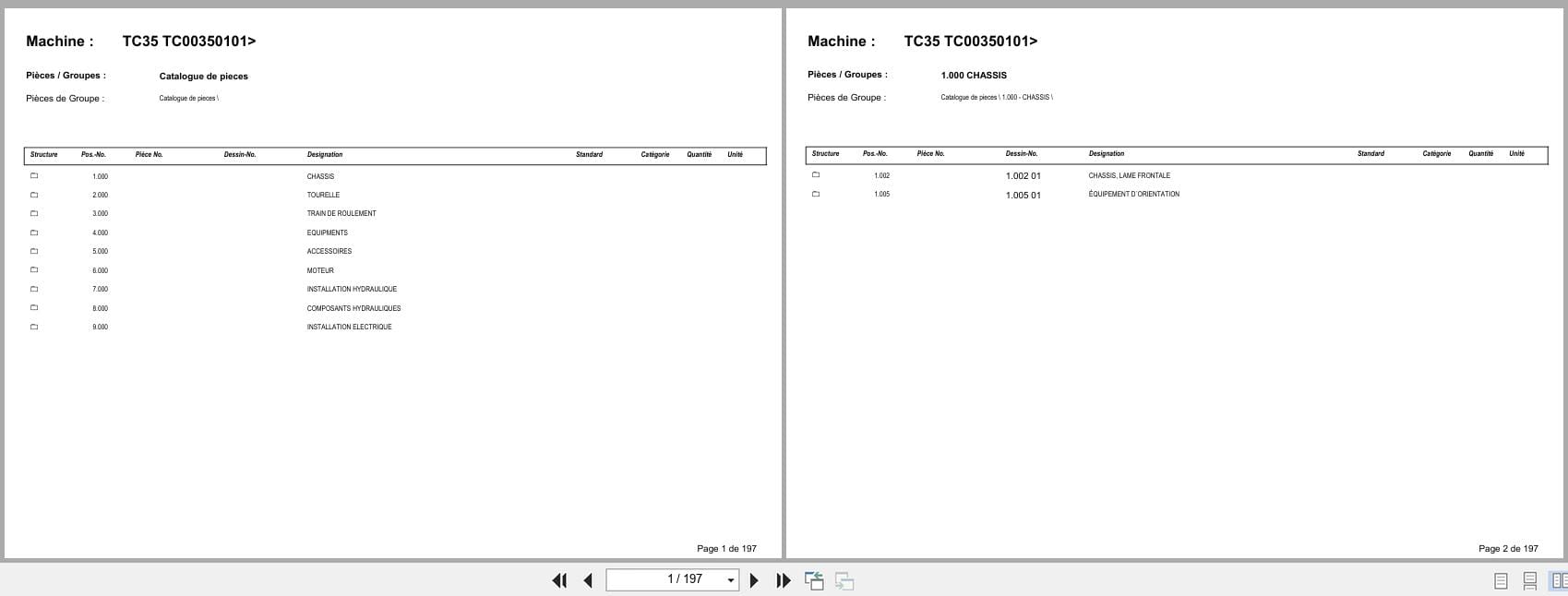 Terex Mini Excavator TC35 TC00350101  Spare Parts Catalog FR (1)