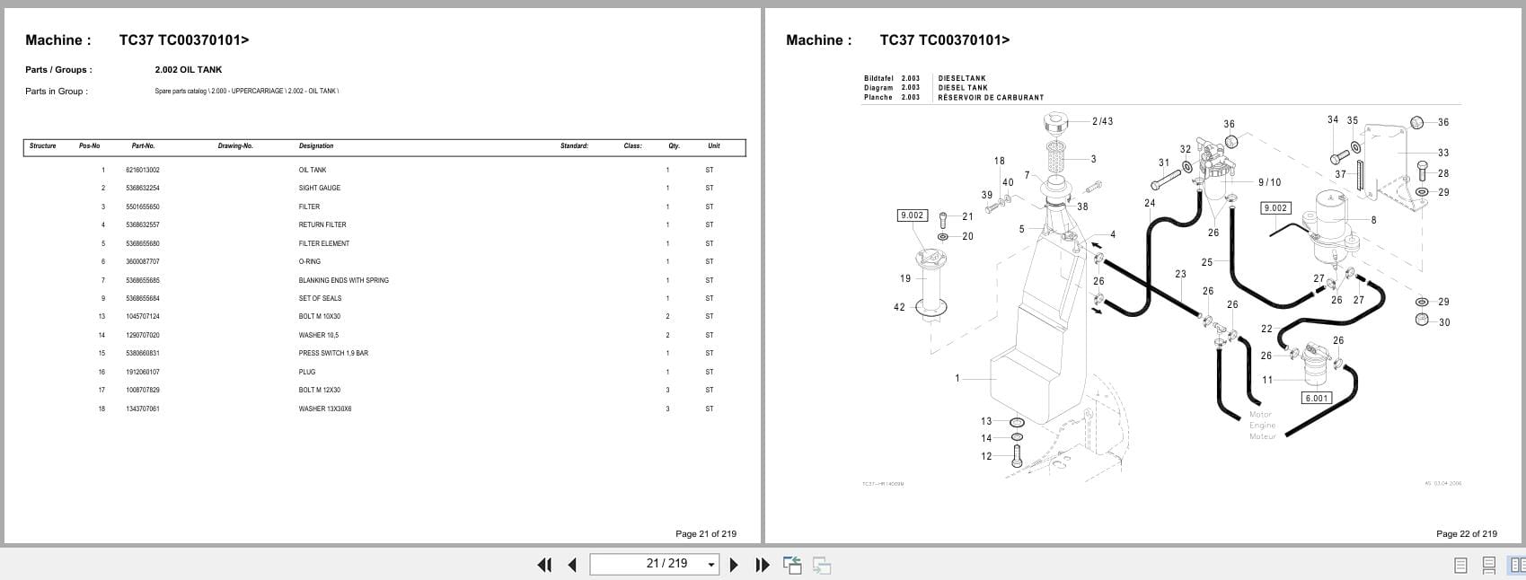 Terex Mini Excavator TC37 TC00370101  Spare Parts Catalog (2)