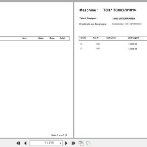 Terex Mini Excavator TC37 TC00370101  Spare Parts Catalog DE (1)