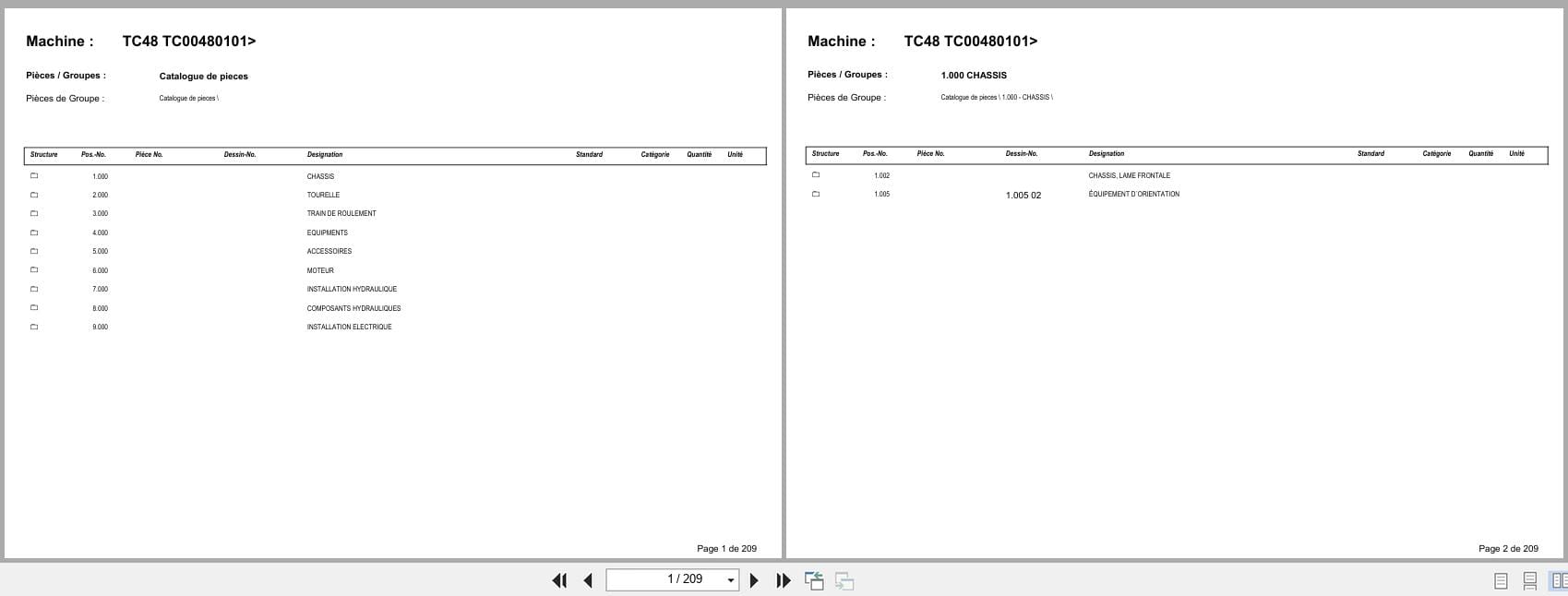 Terex Mini Excavator TC48 TC00480101  Spare Parts Catalog FR (1)
