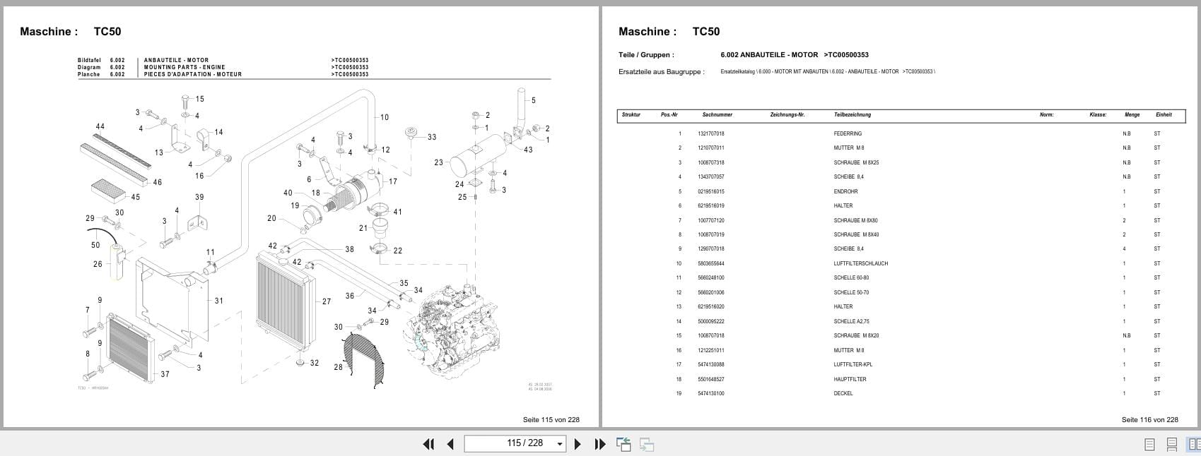 Terex Mini Excavator TC50 Spare Parts Catalog DE (2)