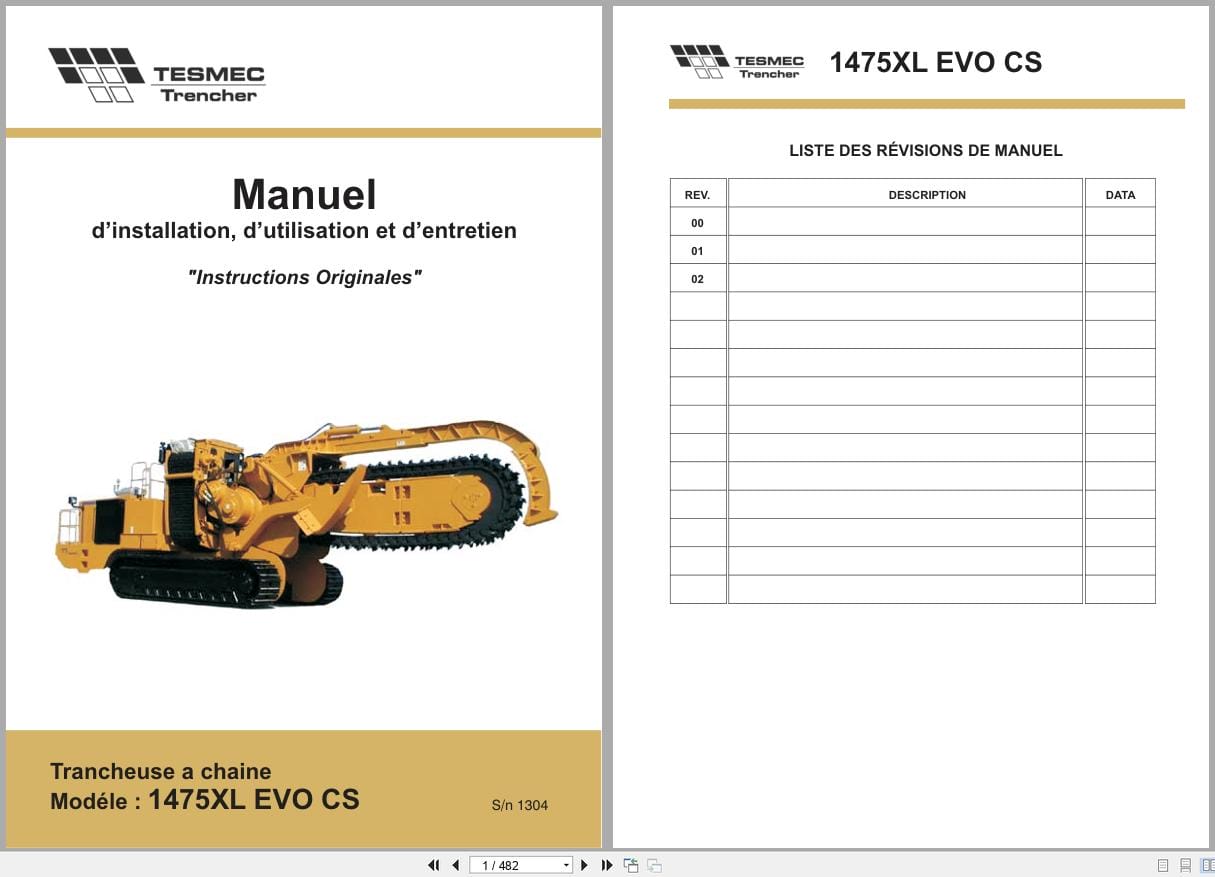 Tesmec Chain Trencher 1475XL EVO CS Installation Operation and Maintenance Manual FR (1)