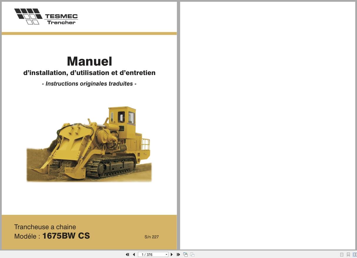 Tesmec Chain Trencher 1675BW CS Installation Operation and Maintenance Manual FR (1)