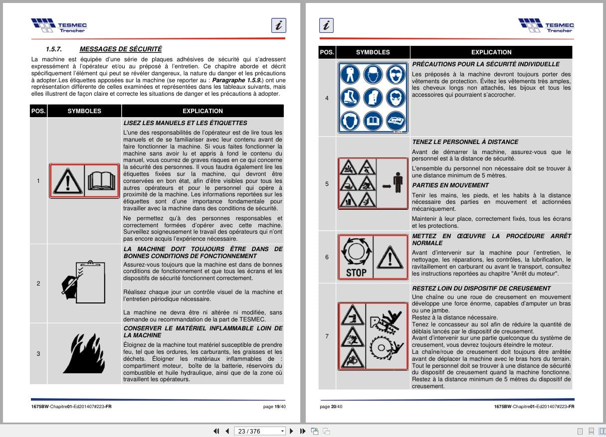 Tesmec Chain Trencher 1675BW CS Installation Operation and Maintenance Manual FR (2)