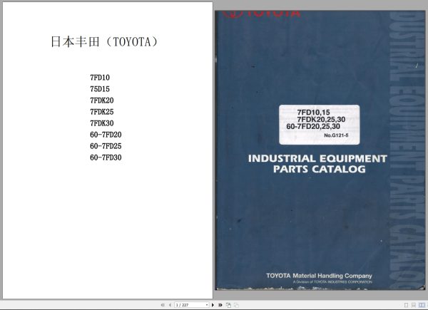 Toyota Forklift 7FD10 To 60 7FD30 Industrial Equipment Parts Manual G121 5 2001 ML (1) Toyota Forklift 7Fd10 To 60 7Fd30 Industrial Equipment Parts Manual G121 5 2001 Ml (1)