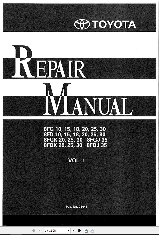 Toyota Forklift 8FG10 to 8FDJ35 Repair Manual CE048 Vol (1)