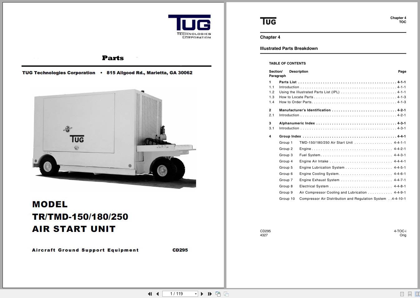 Tug Air Start Unit TR 150 TR 180 TR 250 TMD 150 TMD 180 TMD 250 Parts Catalog