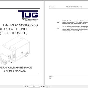 Tug Air Start Unit TR 150 to TMD 250 Operation Maintenance And Parts Manual
