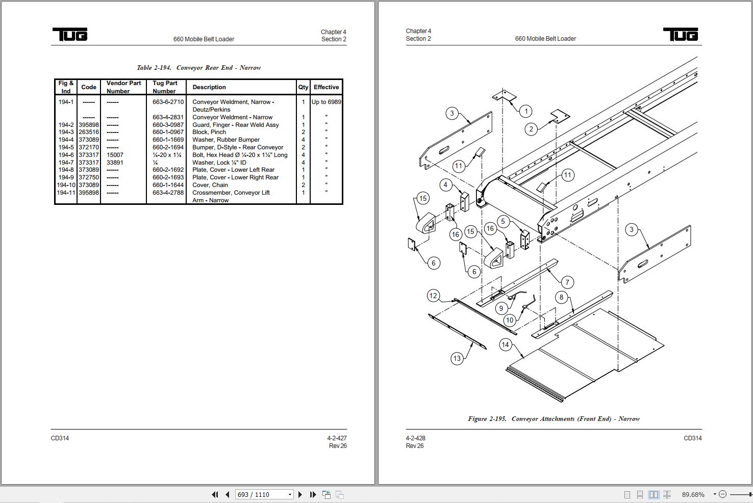 Tug Mobile Belt Loader 660 661 663 Operation Maintenance And Parts Manual 4