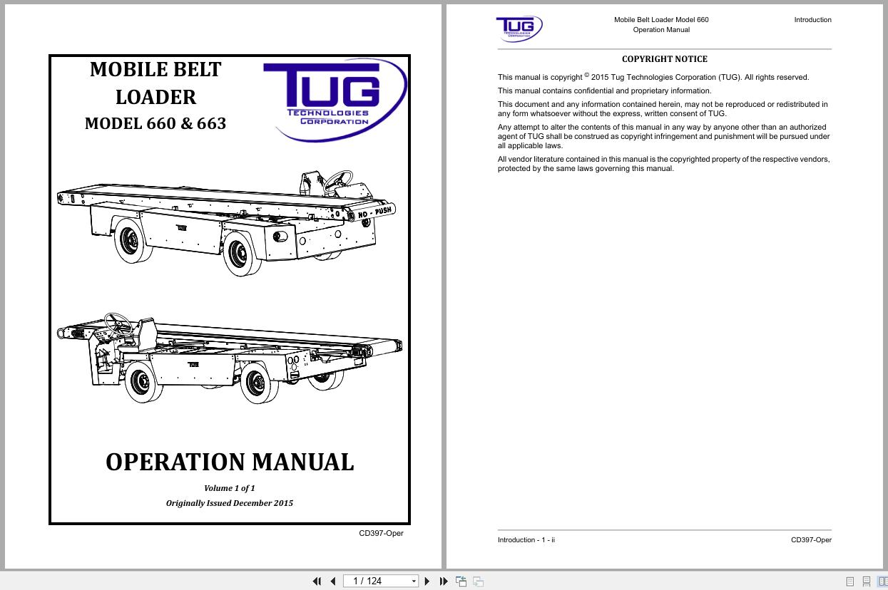 Tug Mobile Belt Loader 660 663 Operation Manual