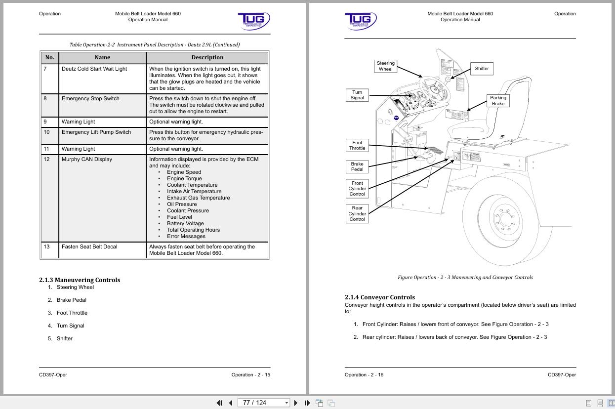Tug Mobile Belt Loader 660 663 Operation Manual 1