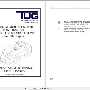 Tug Tow Tractor GT 50III GT 50ZFIII Operation Maintenance And Parts Manual 1