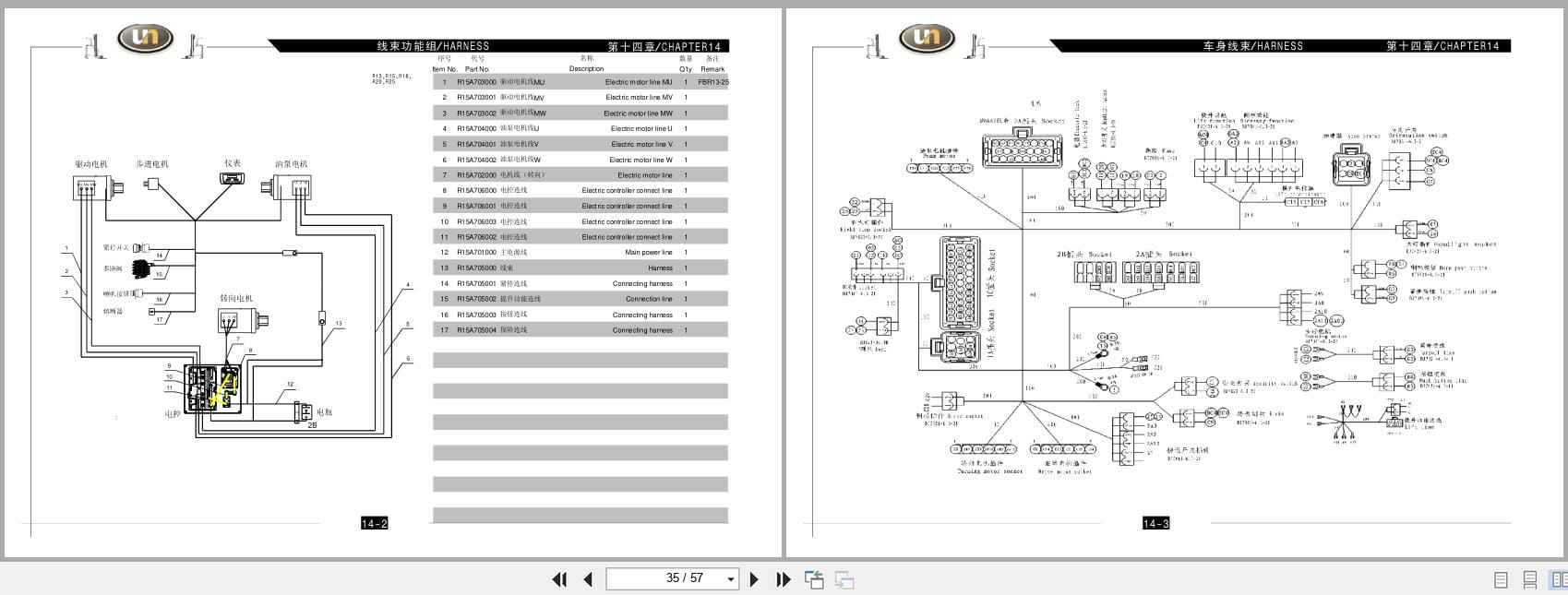 UN Forklift U Series 1.3t 2.5t FBR13(AC) to FBR25(AC Parts List 2718030003 ZH EN (2)