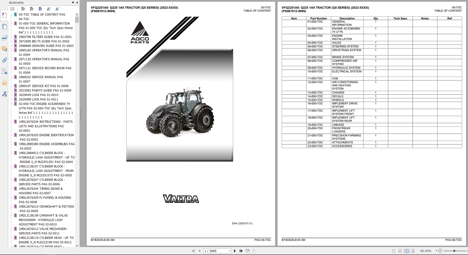 Valtra Tractor Q225 1A9 Q5 Series 2023 2025 Parts Catalog (1)