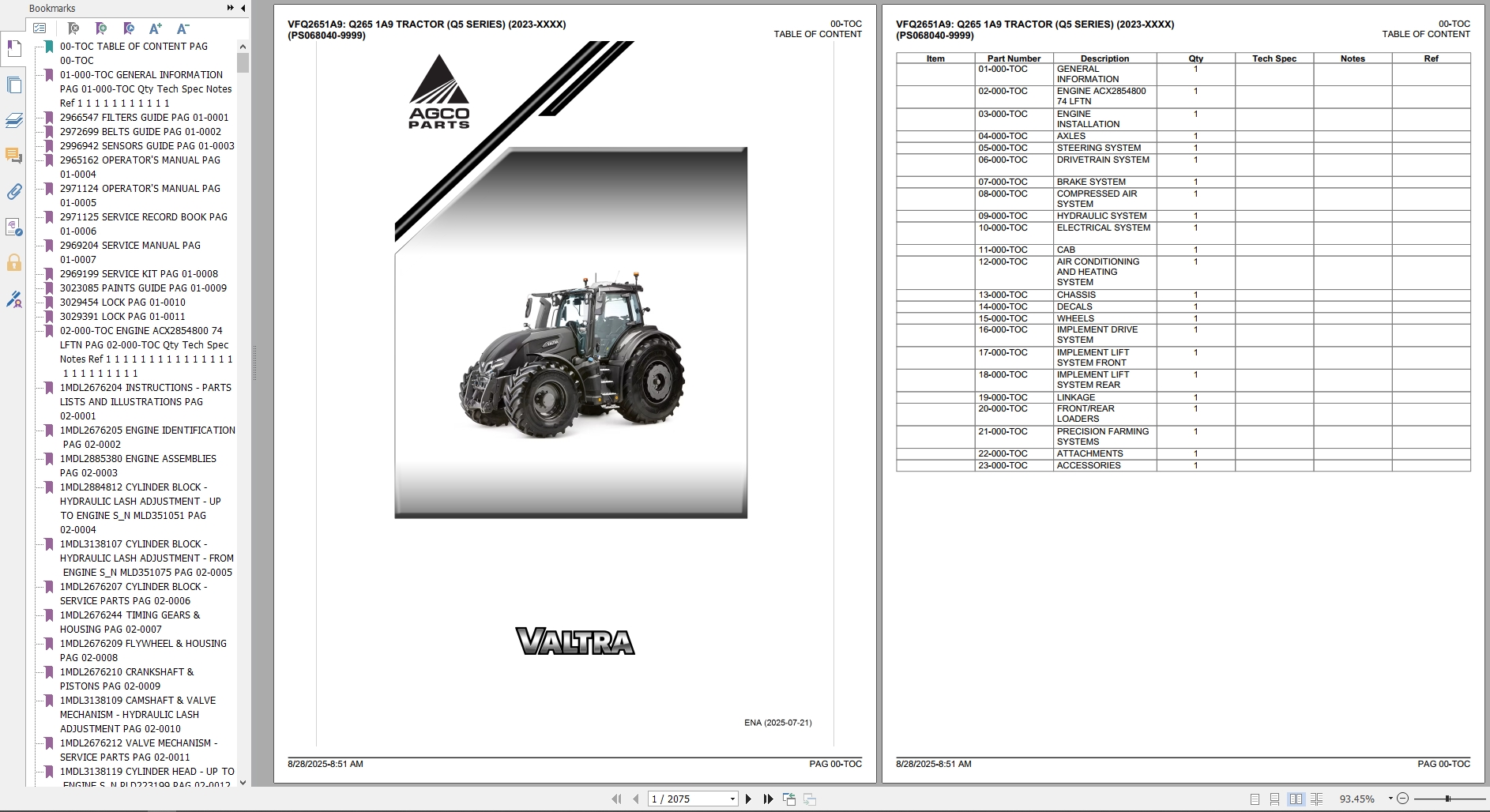 Valtra Tractor Q265 1A9 Q5 Series 2023 2025 Parts Catalog (1)