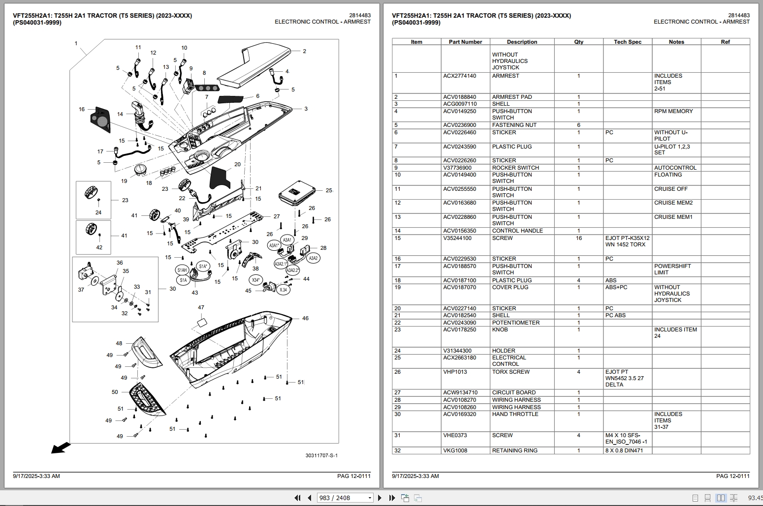 Valtra Tractor T255H 2A1 T5 Series 2023 2025 Parts Catalog (2)