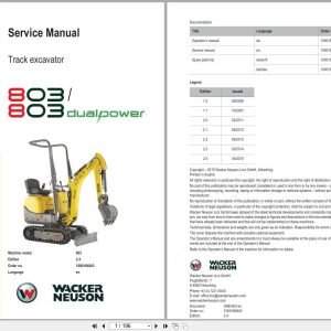 Wacker Neuson Track Excavator 803 803 Dualpower Service Manual 1000164843 (3)