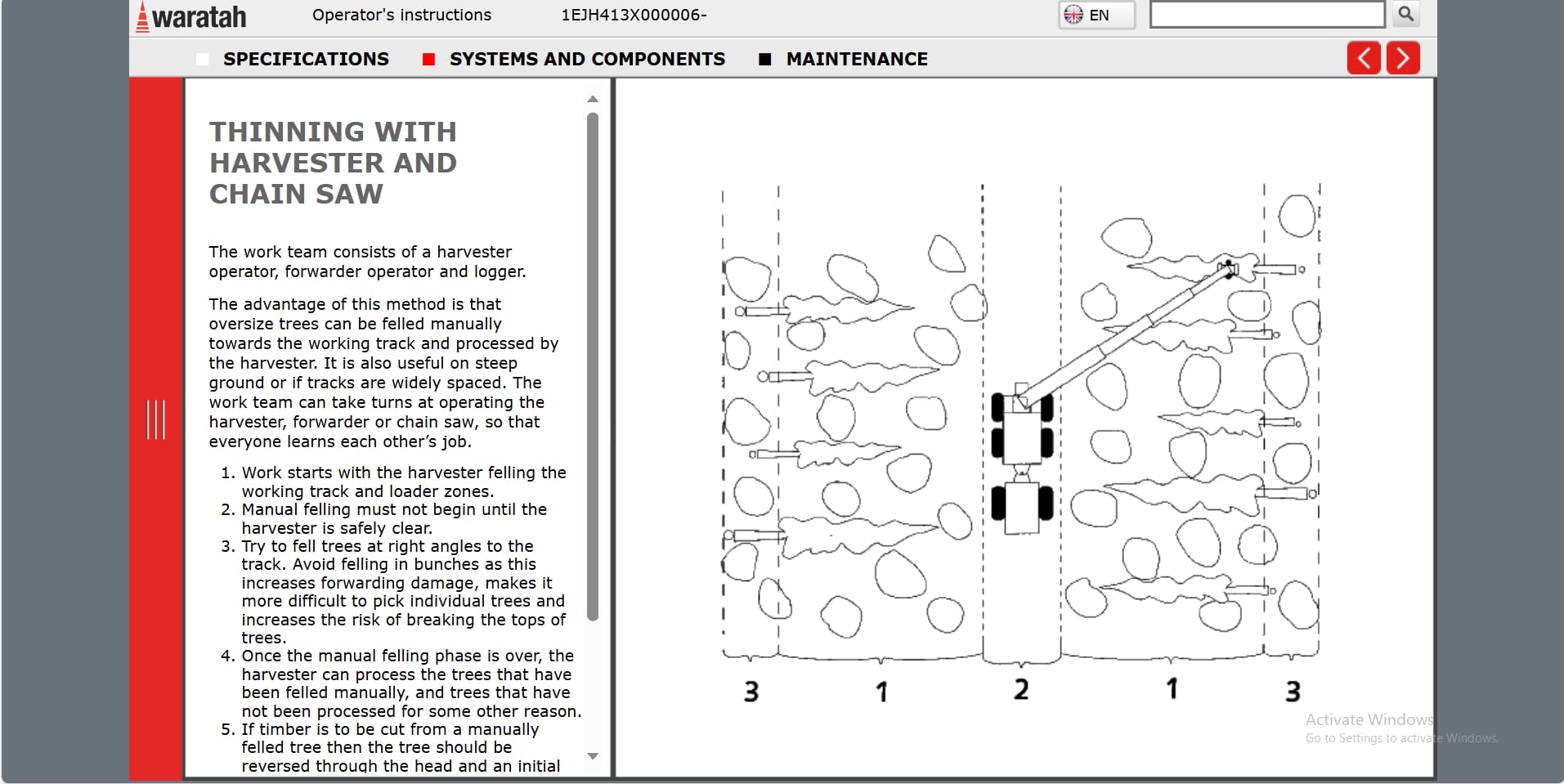 Waratah Harvester Head H413 1EJH413X000006 Operation Manual (3)