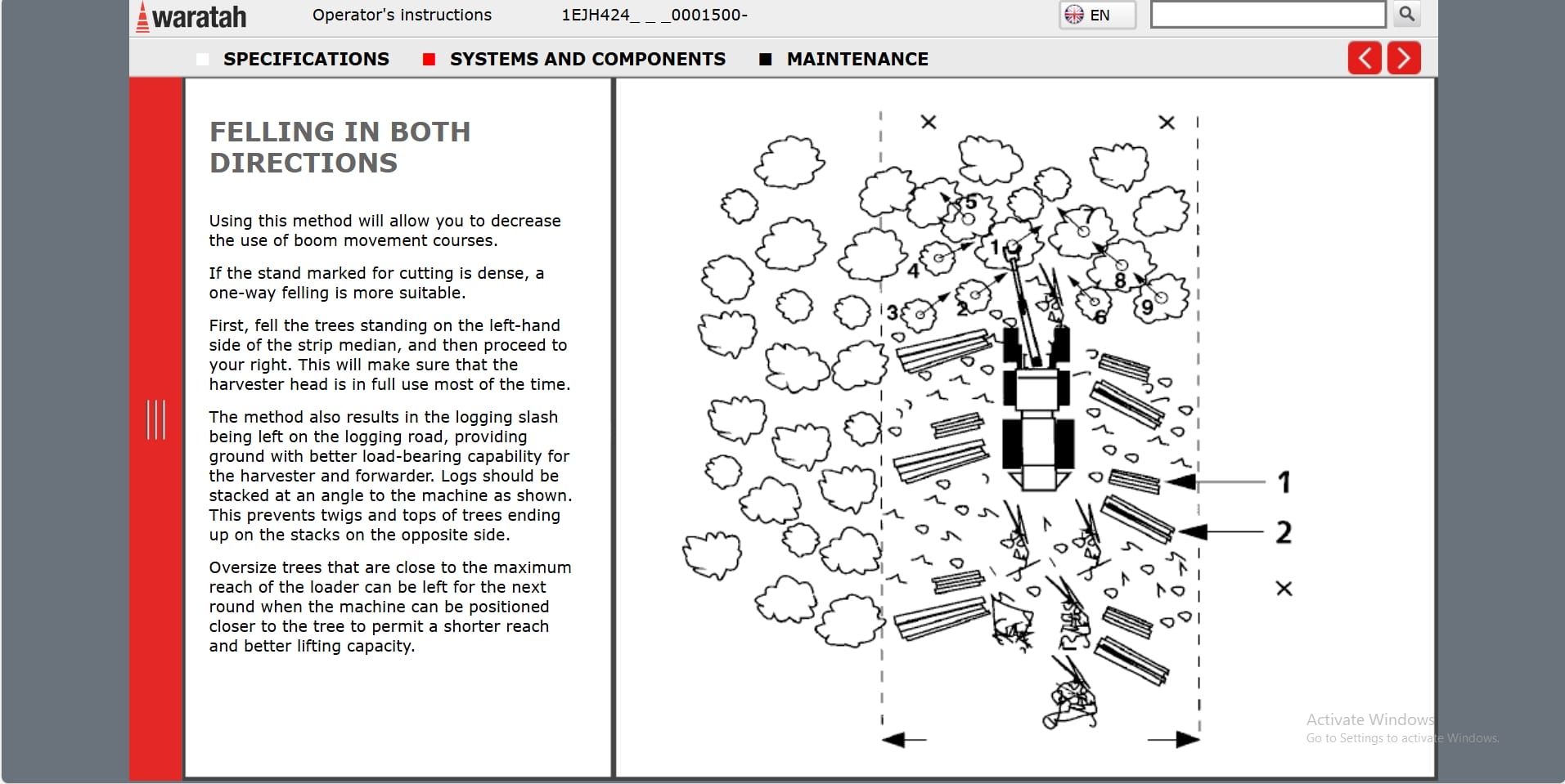 Waratah Harvester Head H424 1EJH4240001500 Operation Manual (3)
