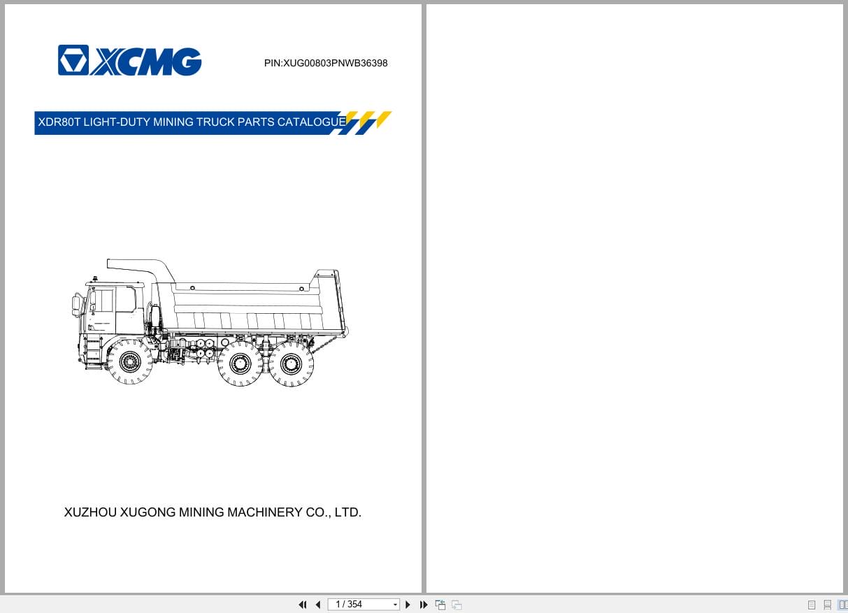 XCMG Light Duty Mining Truck XDR80T Parts Manual XUG00803PNWB36398 (1)