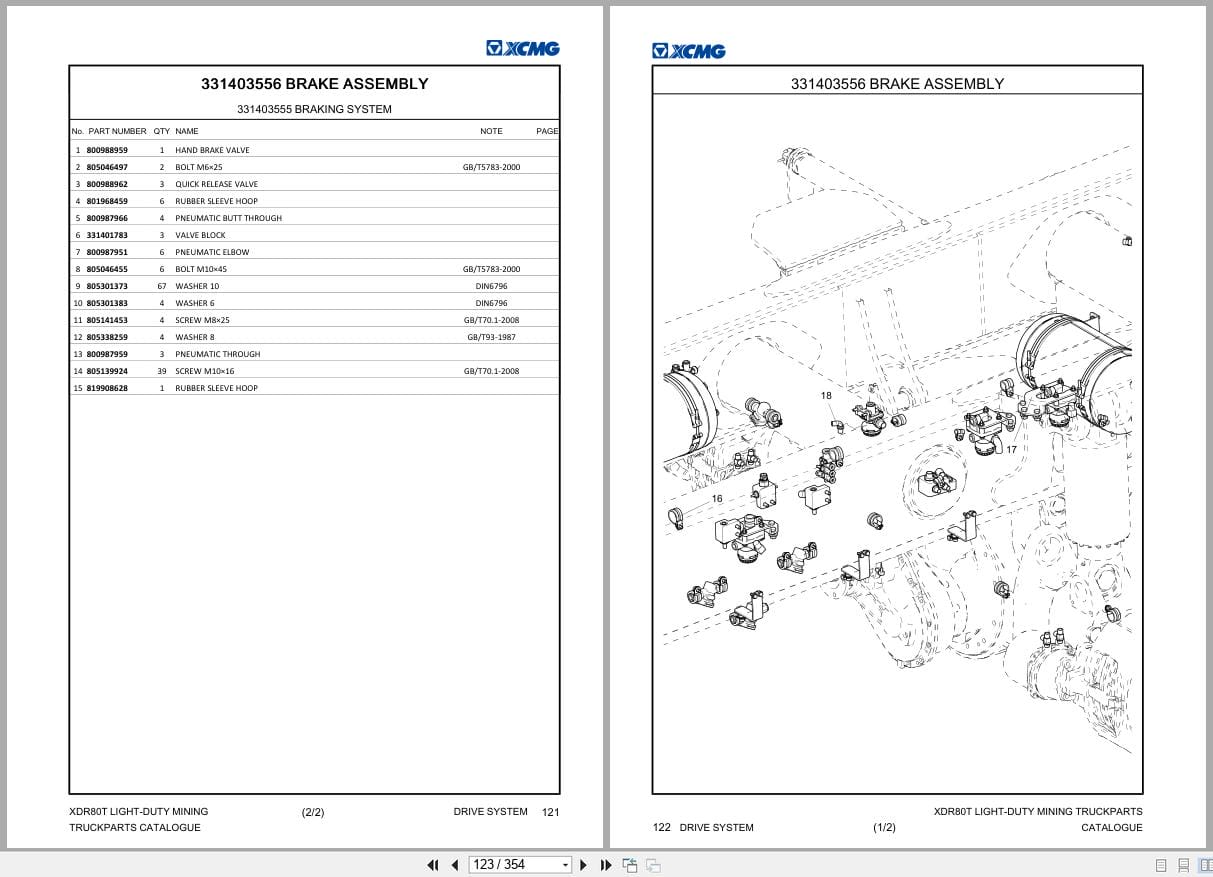 XCMG Light Duty Mining Truck XDR80T Parts Manual XUG00803PNWB36398 (2)