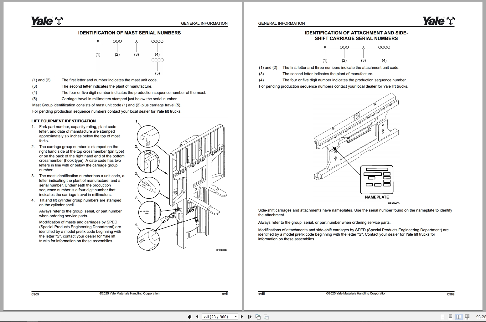 Yale Forklift C909 GDP70VX To GLP190VX Parts Manual 550131971 2025 (2)
