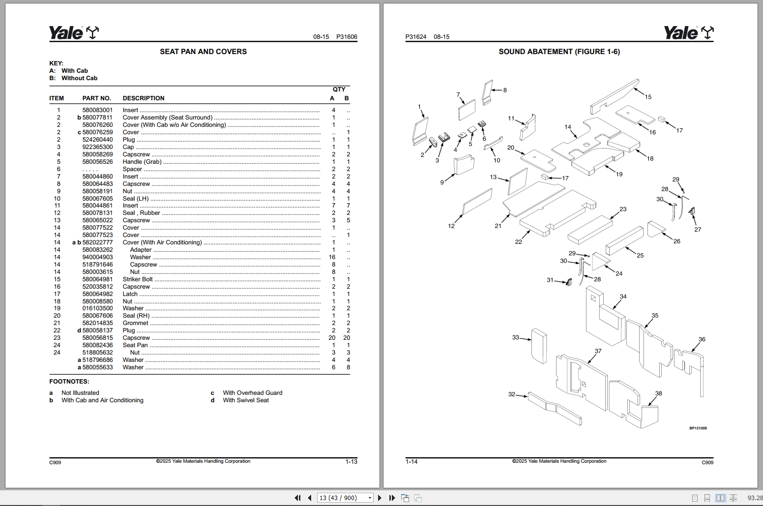 Yale Forklift C909 GDP70VX To GLP190VX Parts Manual 550131971 2025 (3)