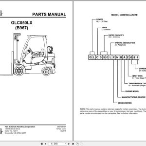 Yale Forklift GLC050LX B967 Parts Manual 550109104 (1)