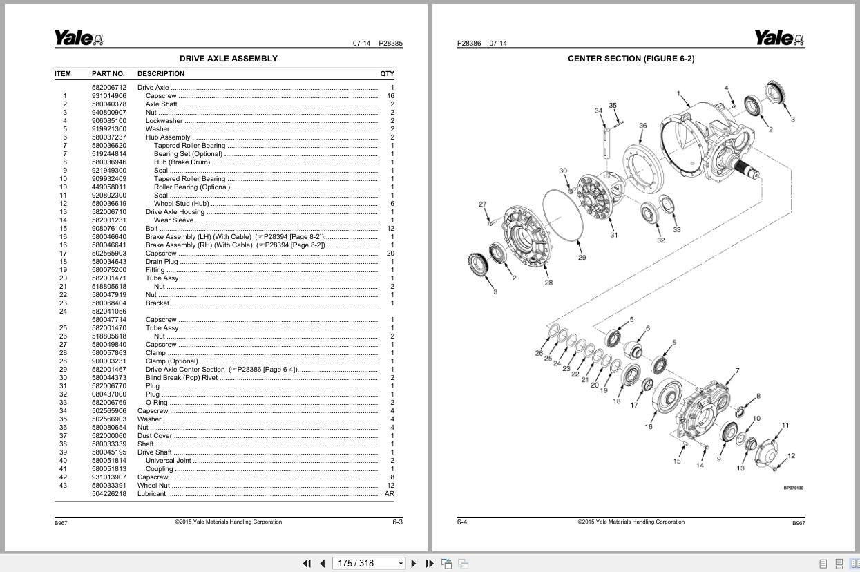 Yale Forklift GLC050LX B967 Parts Manual 550109104 (3)