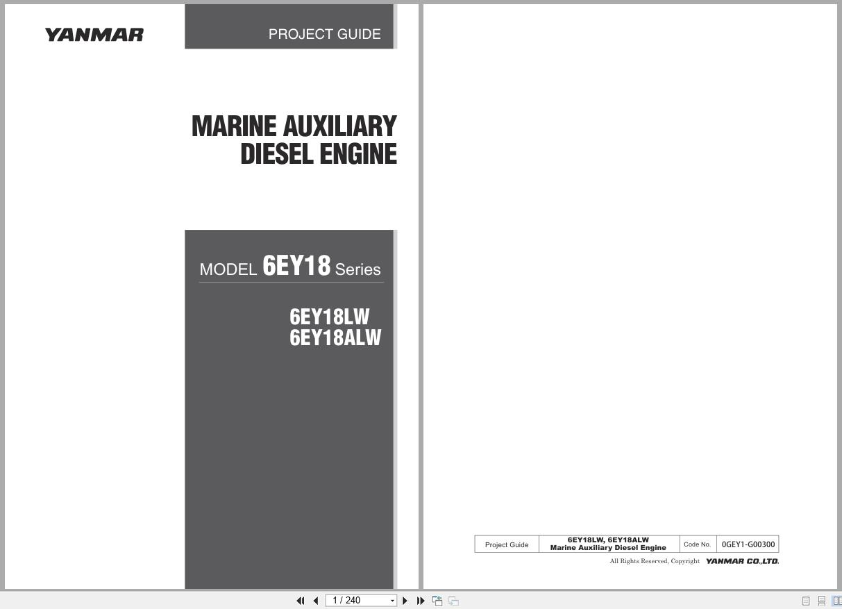 Yanmar Diesel Engine 6EY18LW 6EY18ALW Project Guide 0GEY1 G00300 (1)