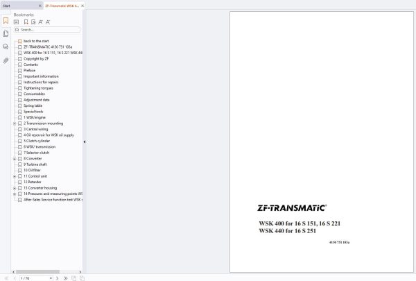ZF Transmatic WSK 400 16 S 221 Repair Manual 4130751103a (1)