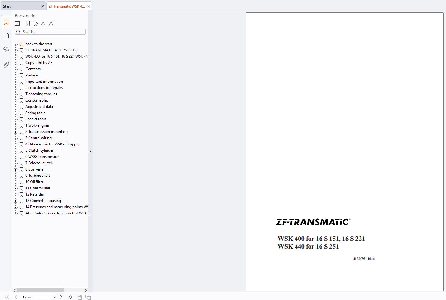 ZF Transmatic WSK 400 16 S 221 Repair Manual 4130751103a (1)