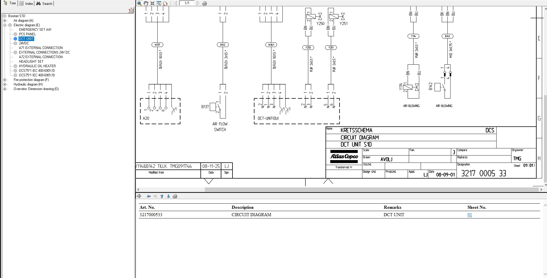 Atlas Copco Boomer S1D Hydraulic Electrical Schematic 8991776100 EN (4)