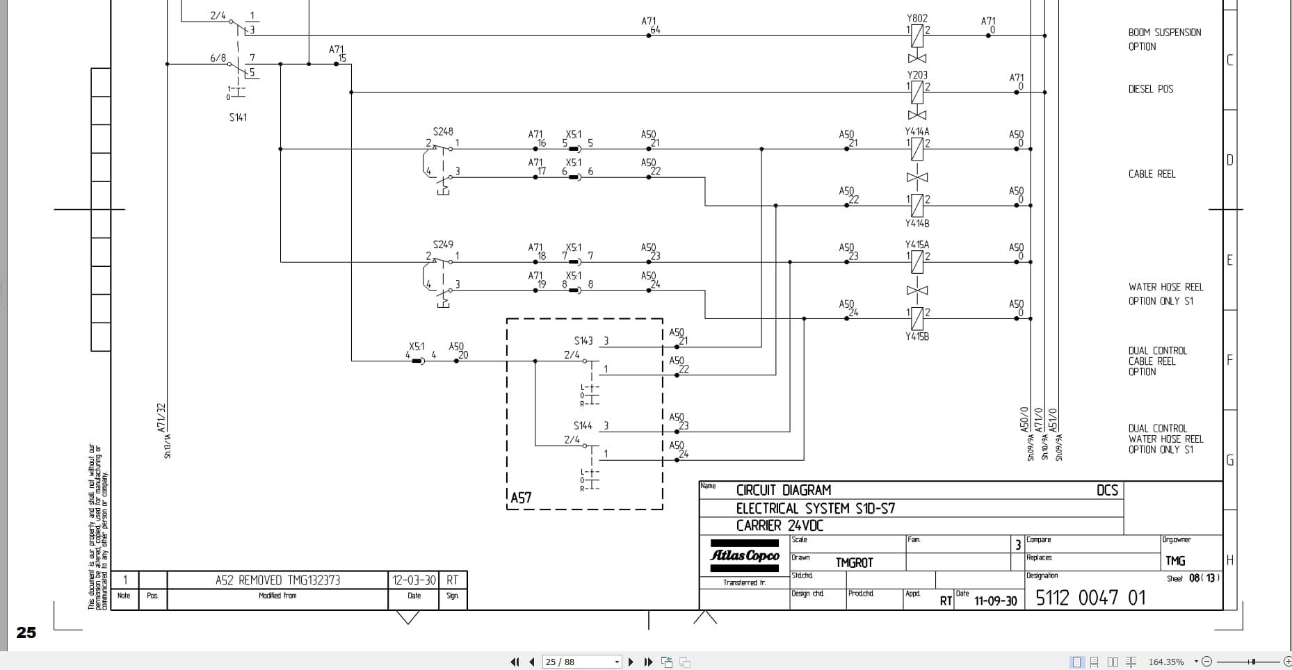 Atlas Copco Boomer S1D Hydraulic Electrical Schematic 8991977000 EN (2)
