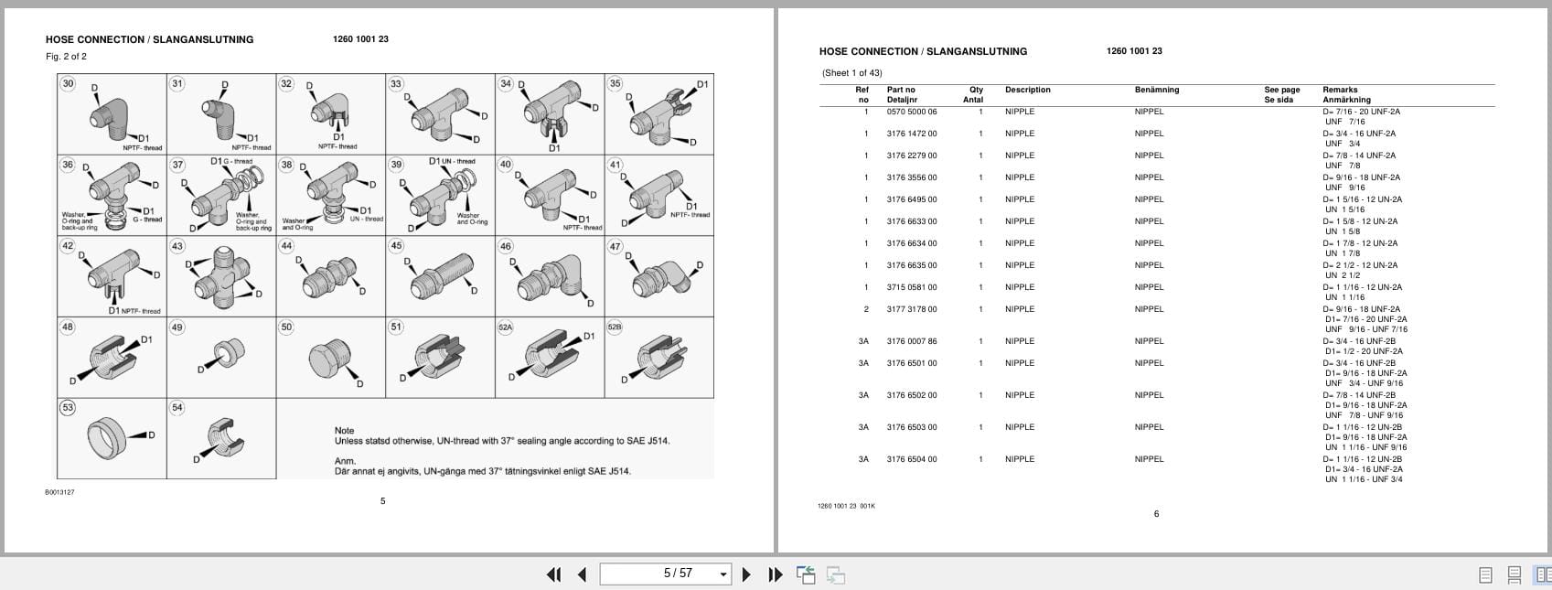 Atlas Copco General Hose Connections Spare Parts Catalog 9853053220d EN SV (2)