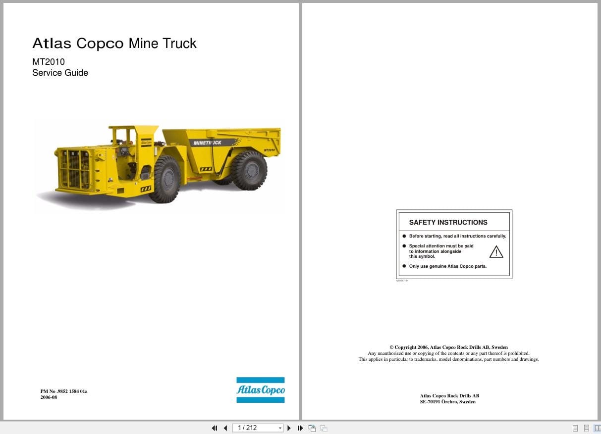 Atlas Copco MineTruck MT2010 Service Guide 9852178701a EN (1)