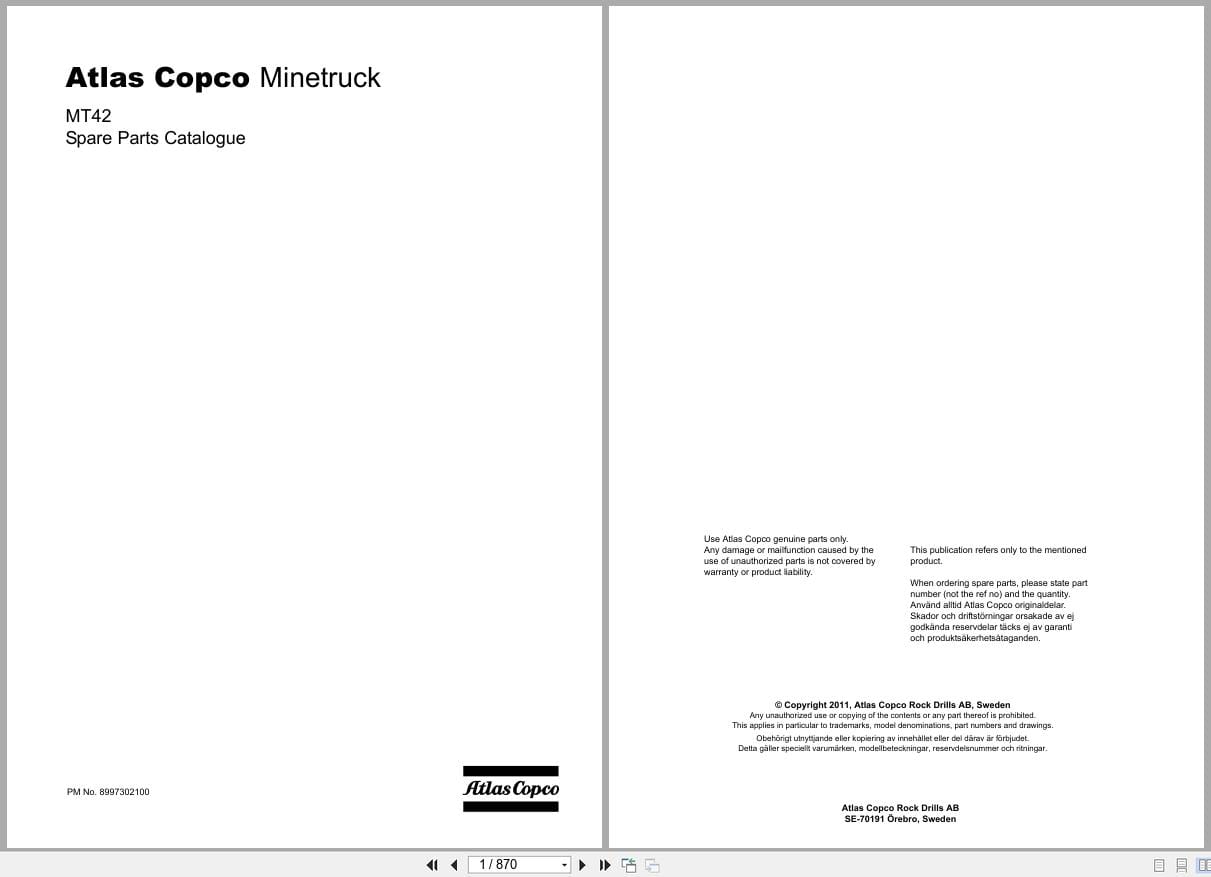 Atlas Copco Minetruck MT42 Spare Parts Catalog 8997302100 EN SV (1)