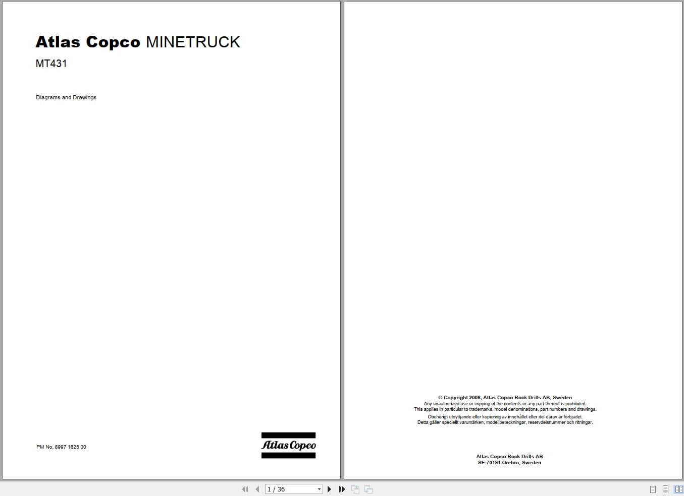 Atlas Copco Minetruck MT431 Diagram and Drawing 8997182500 EN (1)