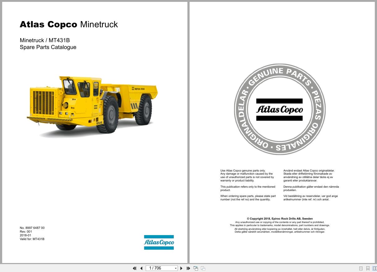 Atlas Copco Minetruck MT431 Spare Parts Catalog 8997648700 EN SV (1)