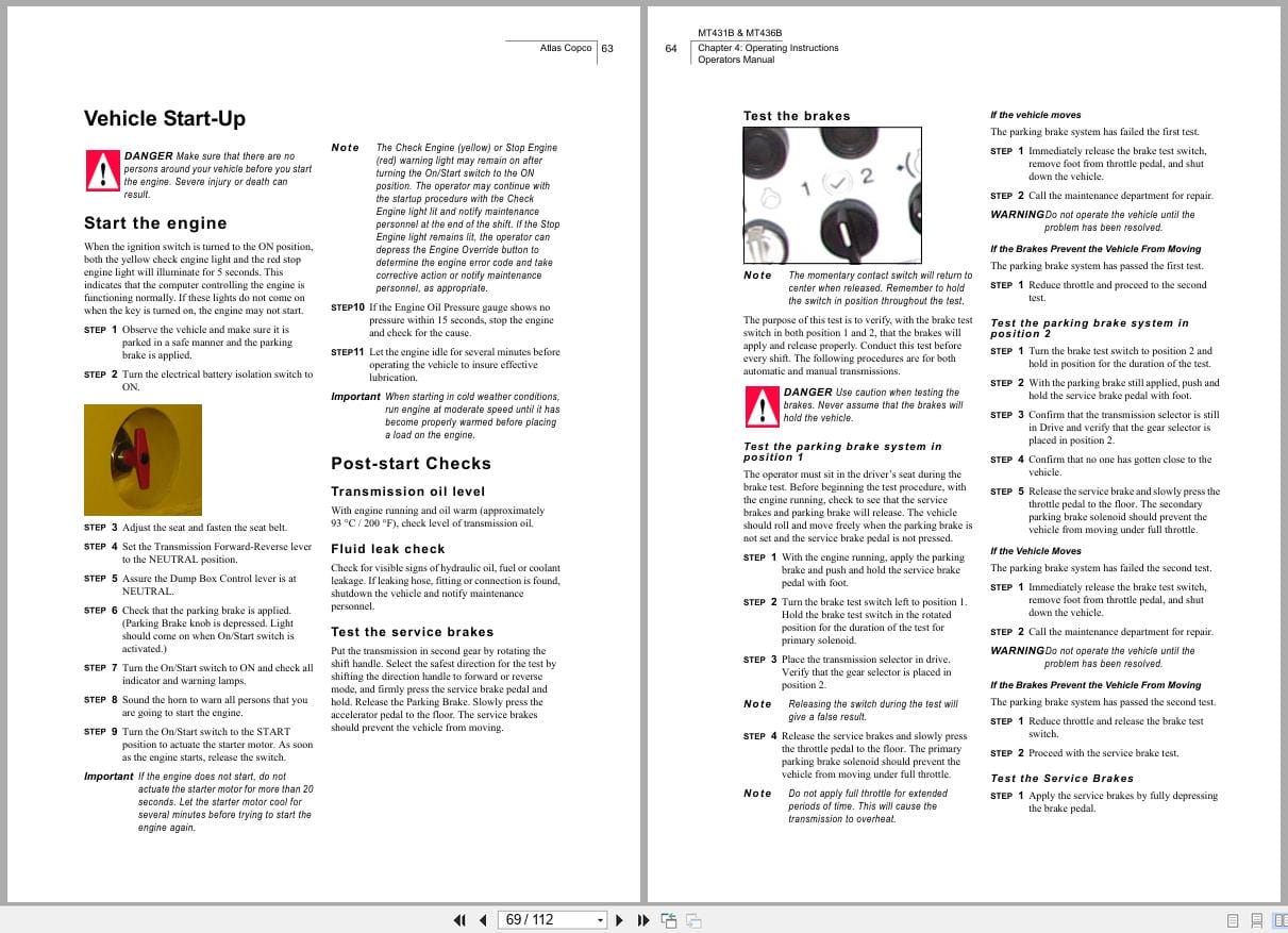 Atlas Copco Minetruck MT431B MT436B Operators Manual 9852217401e (3)