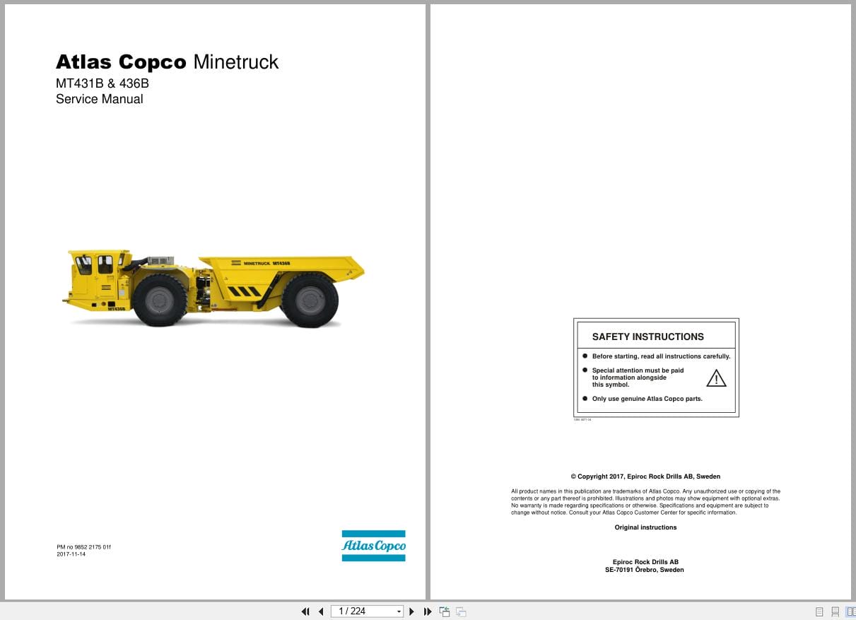 Atlas Copco Minetruck MT431B MT436B Service Manual 9852217501f (1)
