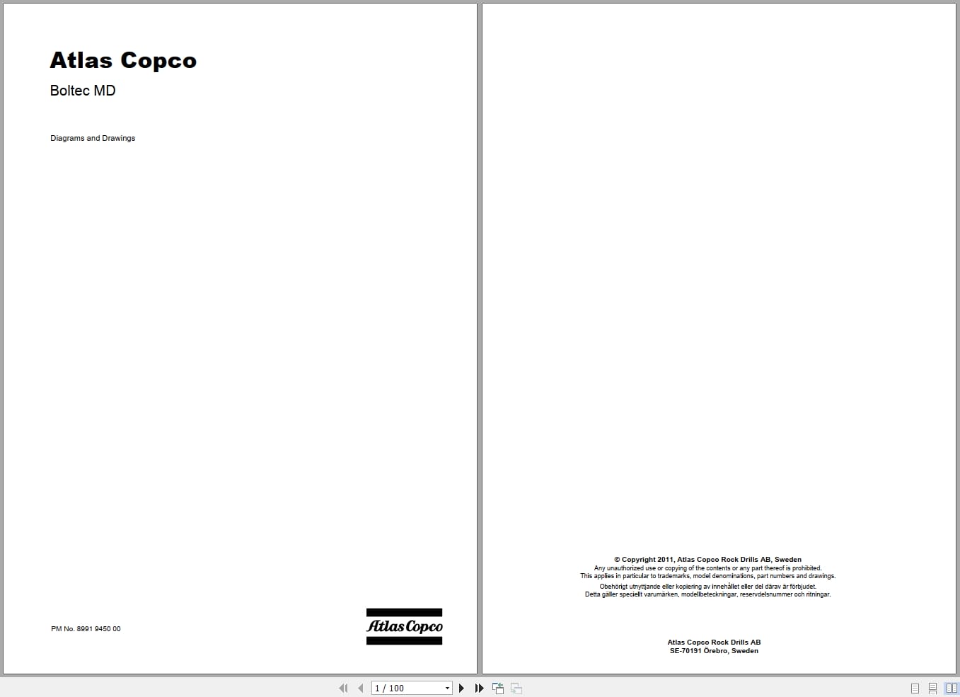 Atlas Copco Rock Bolting Rig Boltec MD Electrical Hydraulic Schematic 8991945000 EN (1)