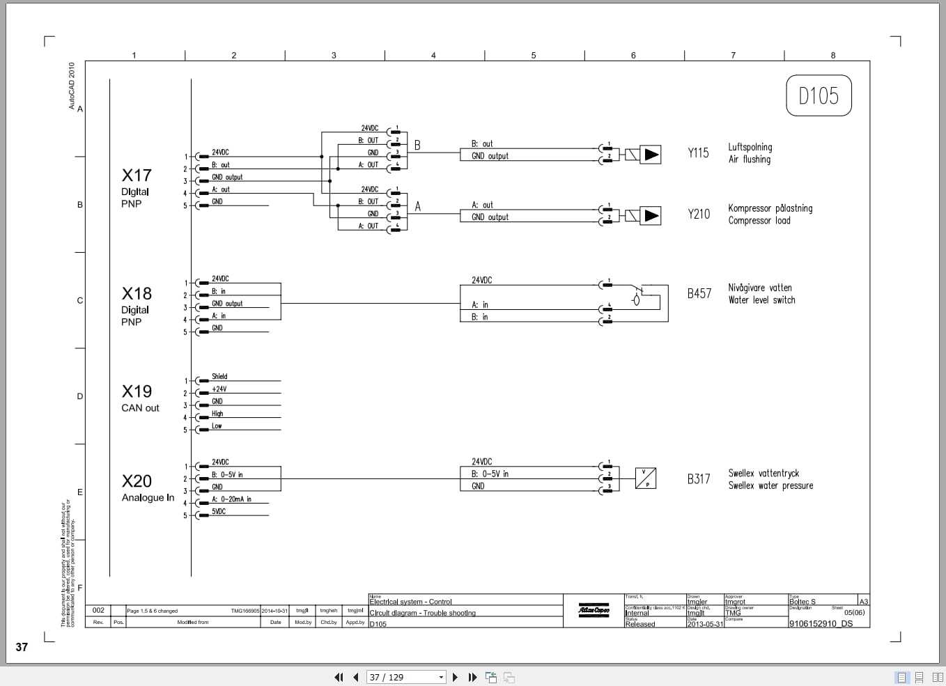 Atlas Copco Rock Drills Boltec S Electrical Hydraulic Schematic 8999174900 EN (2)