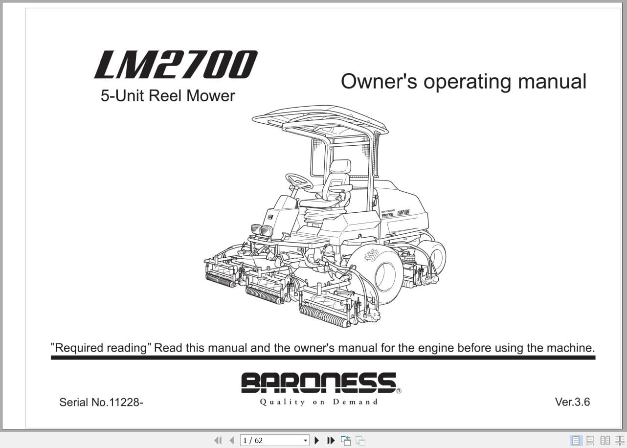 Baroness 5 Unit Reel Mower LM2700 Operating Manual (1)