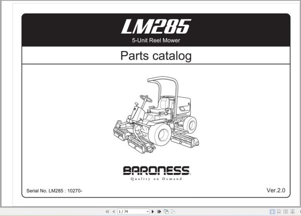 Baroness 5 Unit Reel Mower LM285 Parts Catalog (1) Baroness 5 Unit Reel Mower LM285 Parts Catalog (1)